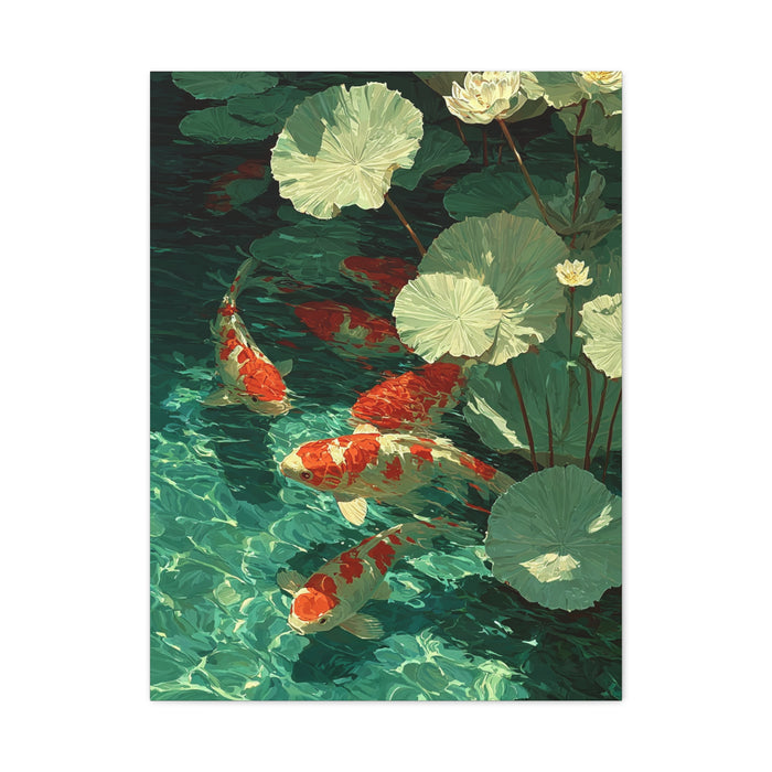 Green Koi Pond Lily Reflection Wall Art & Canvas Print