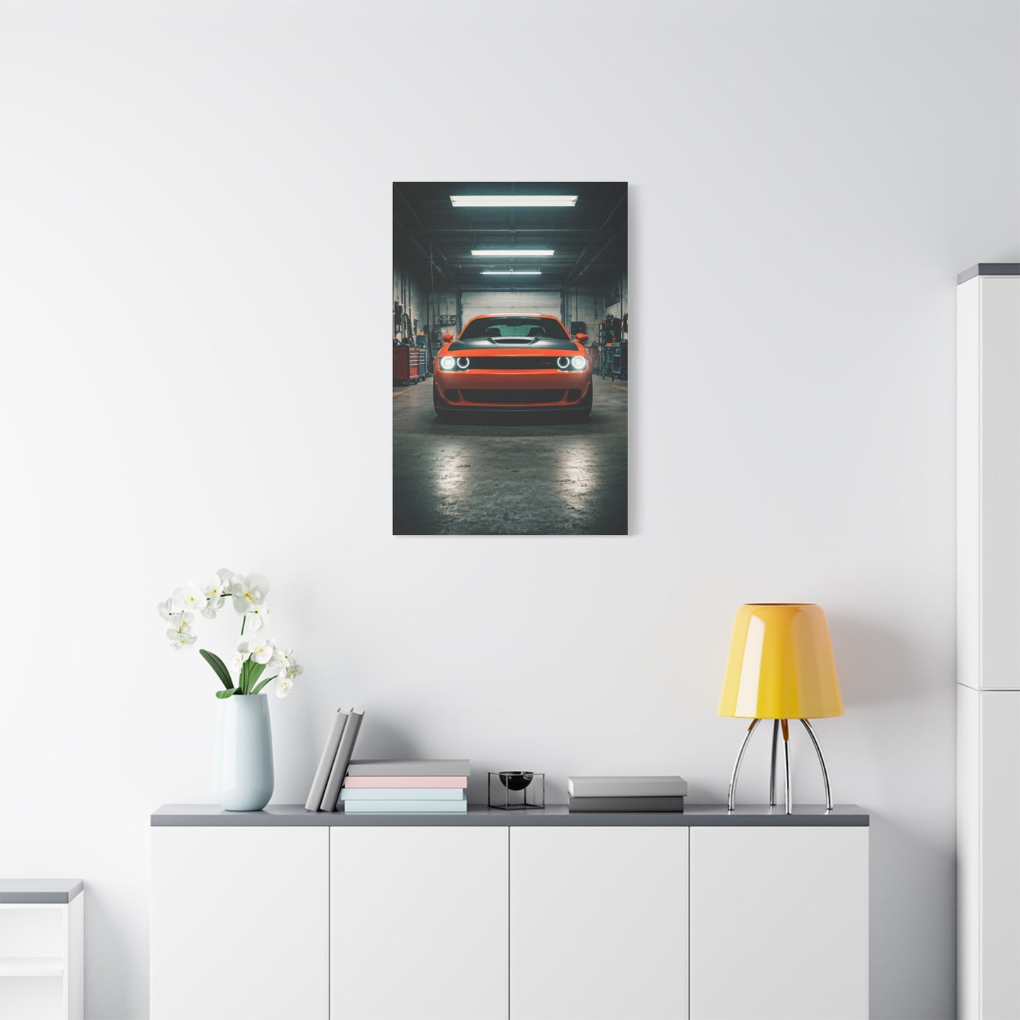 Dodge Challenger Demon Industrial Garage Presence Wall Art & Canvas Prints