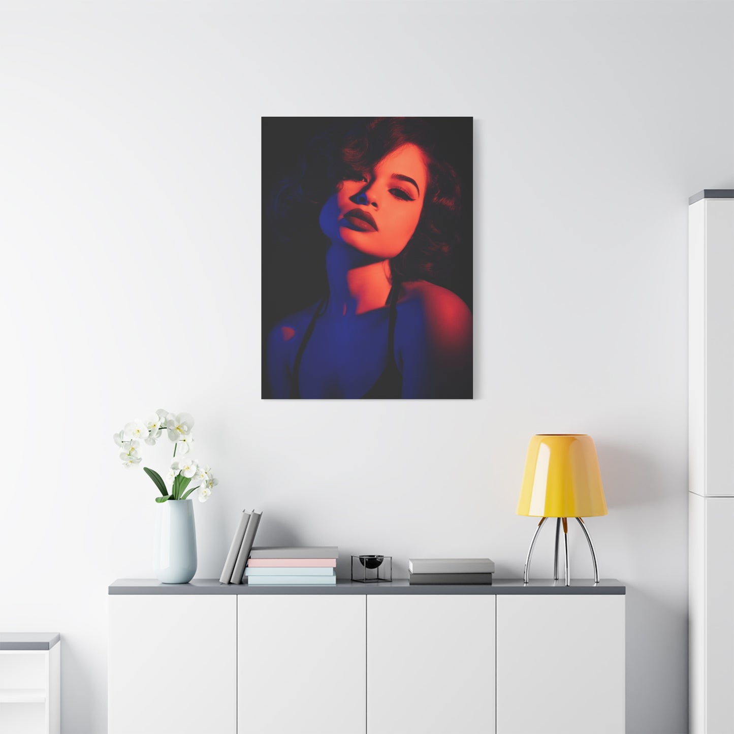 Neon Shadow Fashion Portrait Wall Art & Canvas Print
