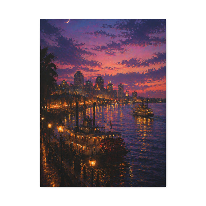 Mississippi River Twilight Cityscape Wall Art & Canvas Print