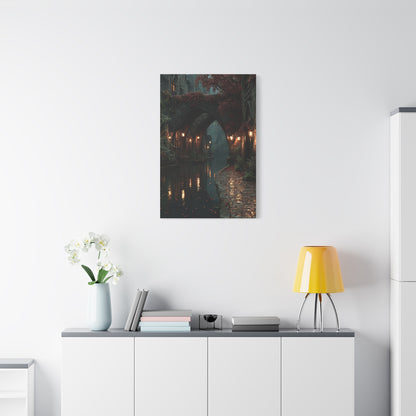 Gothic Autumn Canal Bridge Wall Art & Canvas Print