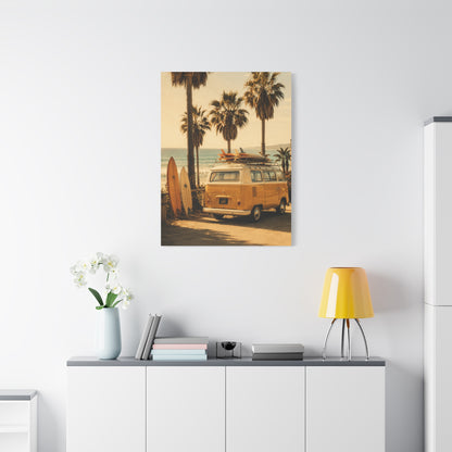 Vintage Coastal Surf Van Nostalgia Scene Wall Art & Canvas Print