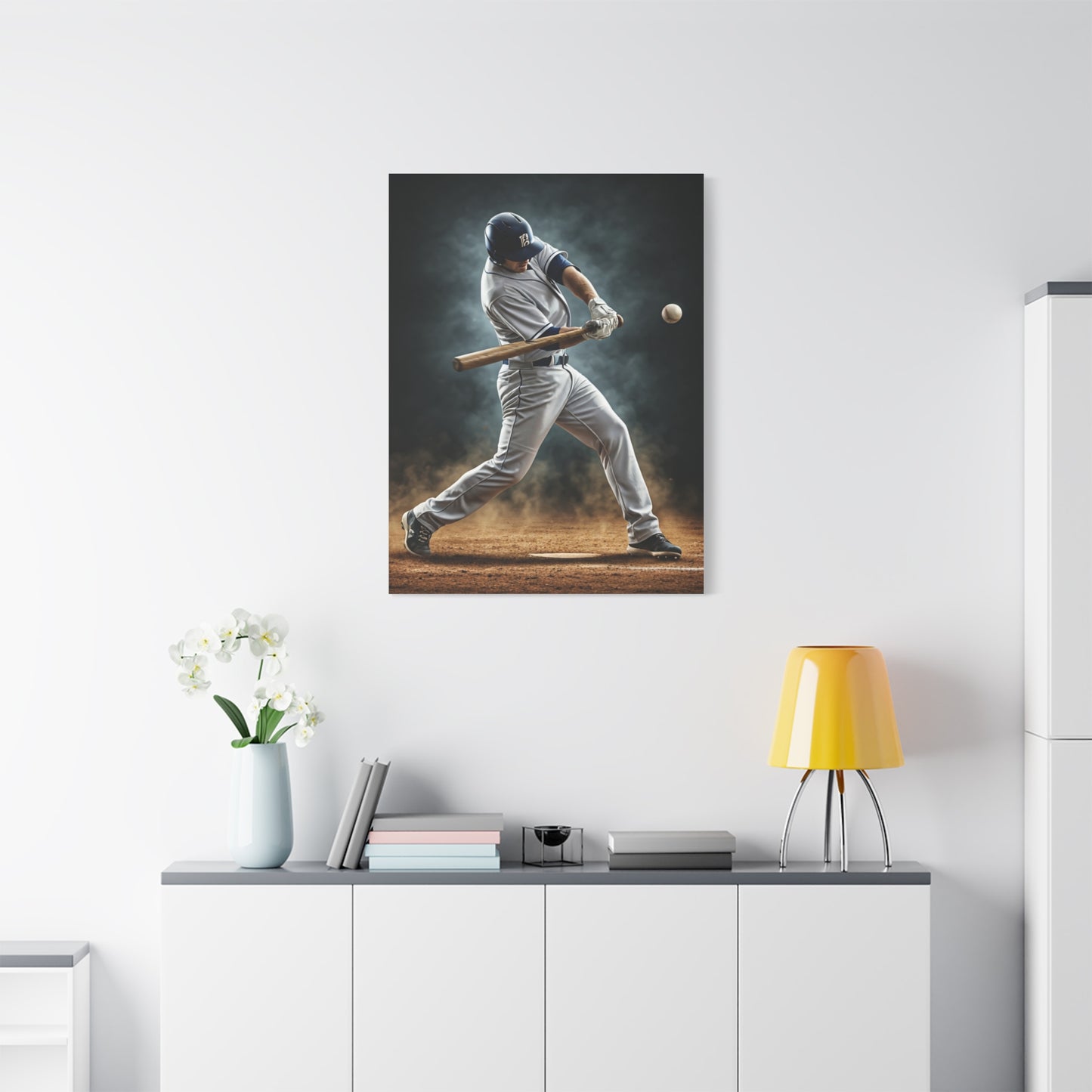Spotlight Baseball Swing Impact Wall Art & Canvas Prints