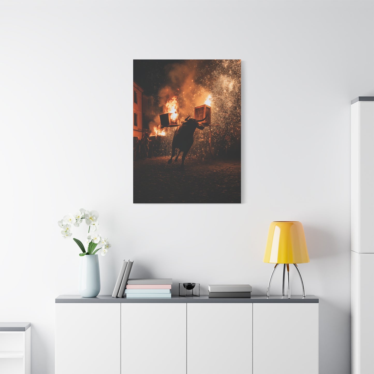 Toro de Júbilo Fire Bull Festival Wall Art & Canvas Print