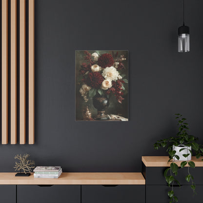 Burgundy Dahlia Floral Still Life Wall Art & Canvas Print
