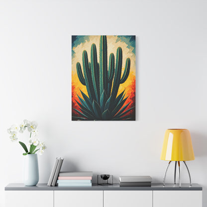 Sunburst Desert Saguaro Illustration Wall Art & Canvas Prints