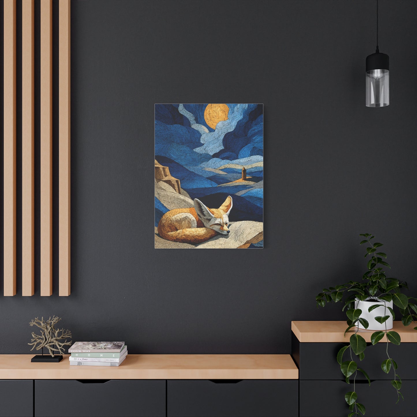 Sleeping Fox Moonlit Landscape Wall Art & Canvas Print