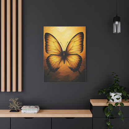 Golden Minimal Butterfly Silhouette Wall Art & Canvas Prints