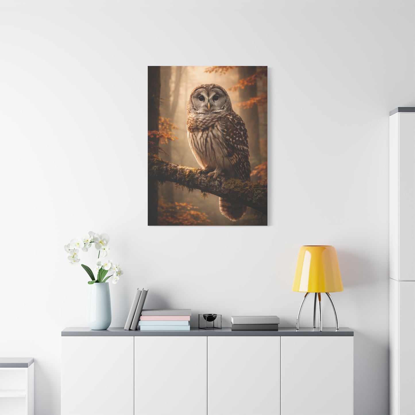 Barred Owl Autumn Forest Portrait Wall Art & Canvas Print