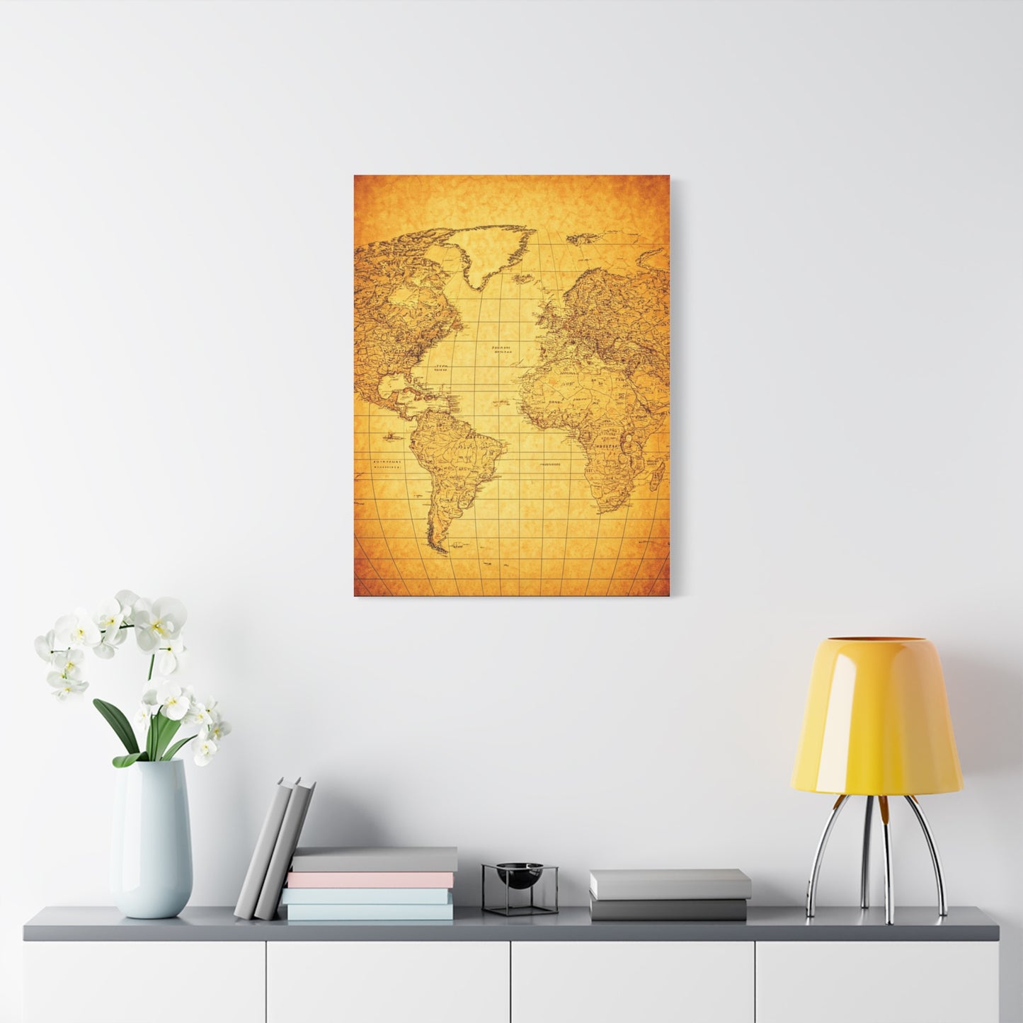Vintage World Scroll Map Wall Art & Canvas Prints