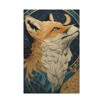 Celestial Fox Constellation Portrait Wall Art & Canvas Print