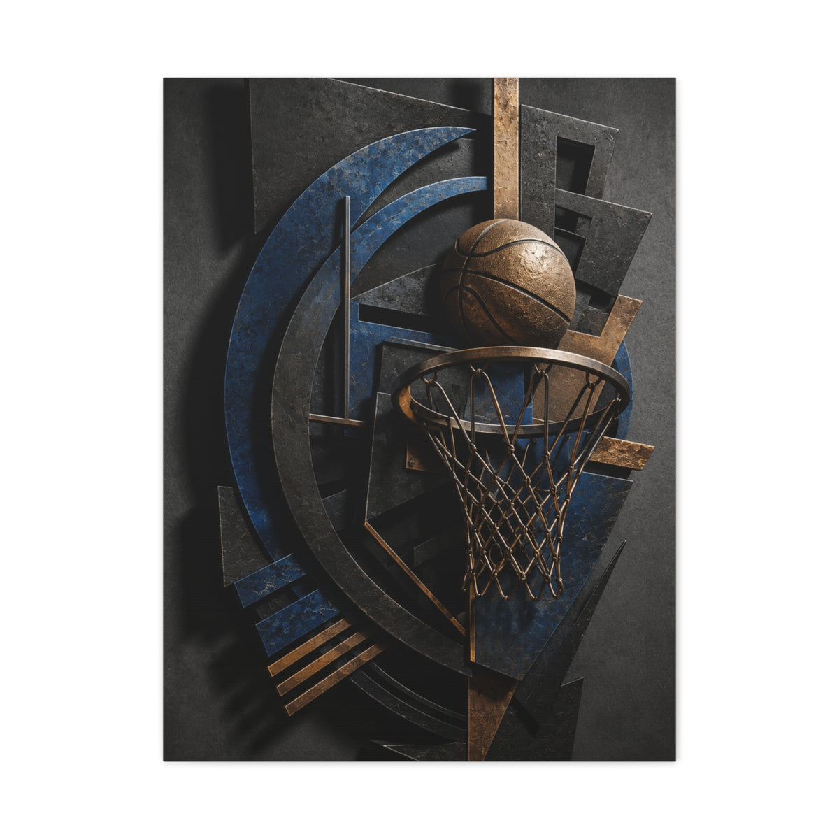 Layered Metal Basketball Sculpture Sports Wall Art & Canvas Print