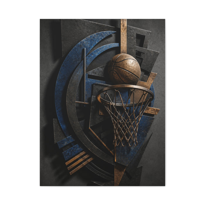 Layered Metal Basketball Sculpture Sports Wall Art & Canvas Print