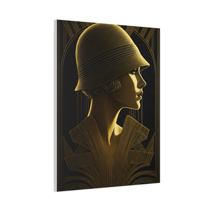 Golden Deco Profile Woman Wall Art & Canvas Prints