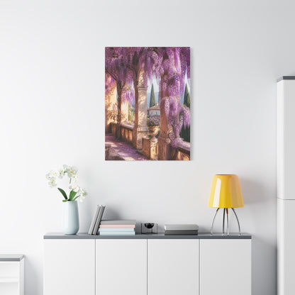 Cascading Wisteria Balcony Scene Wall Art & Canvas Print