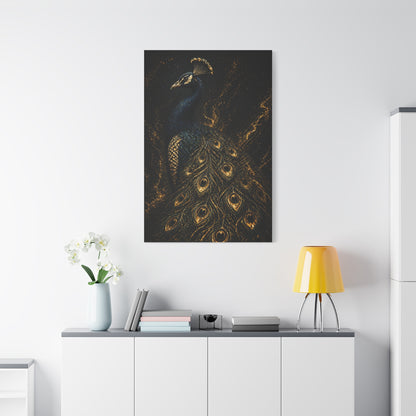Black and Gold Regal Peacock Wall Art & Canvas Print