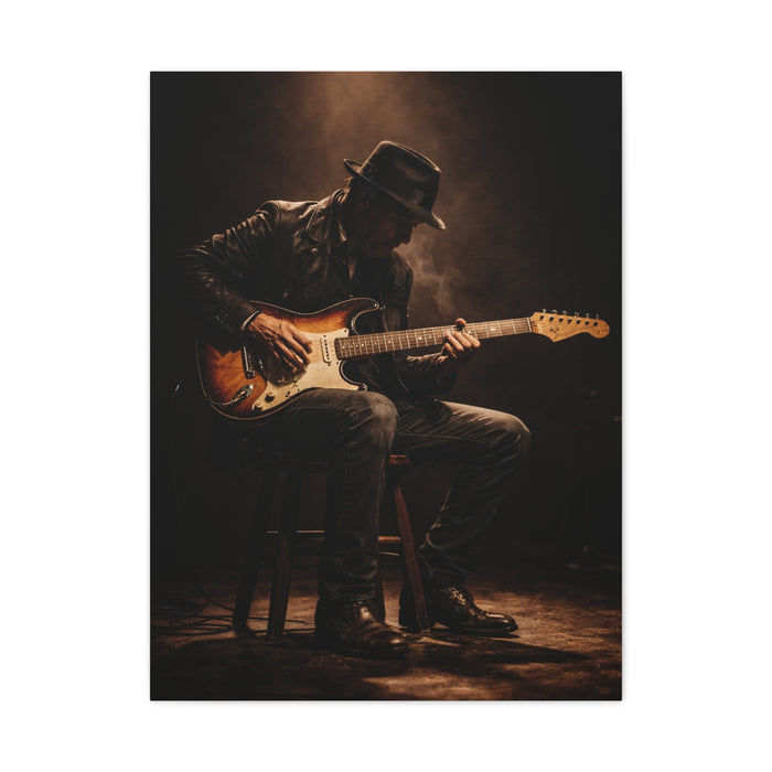 Vintage Electric Guitar Performance Wall Art & Canvas Print
