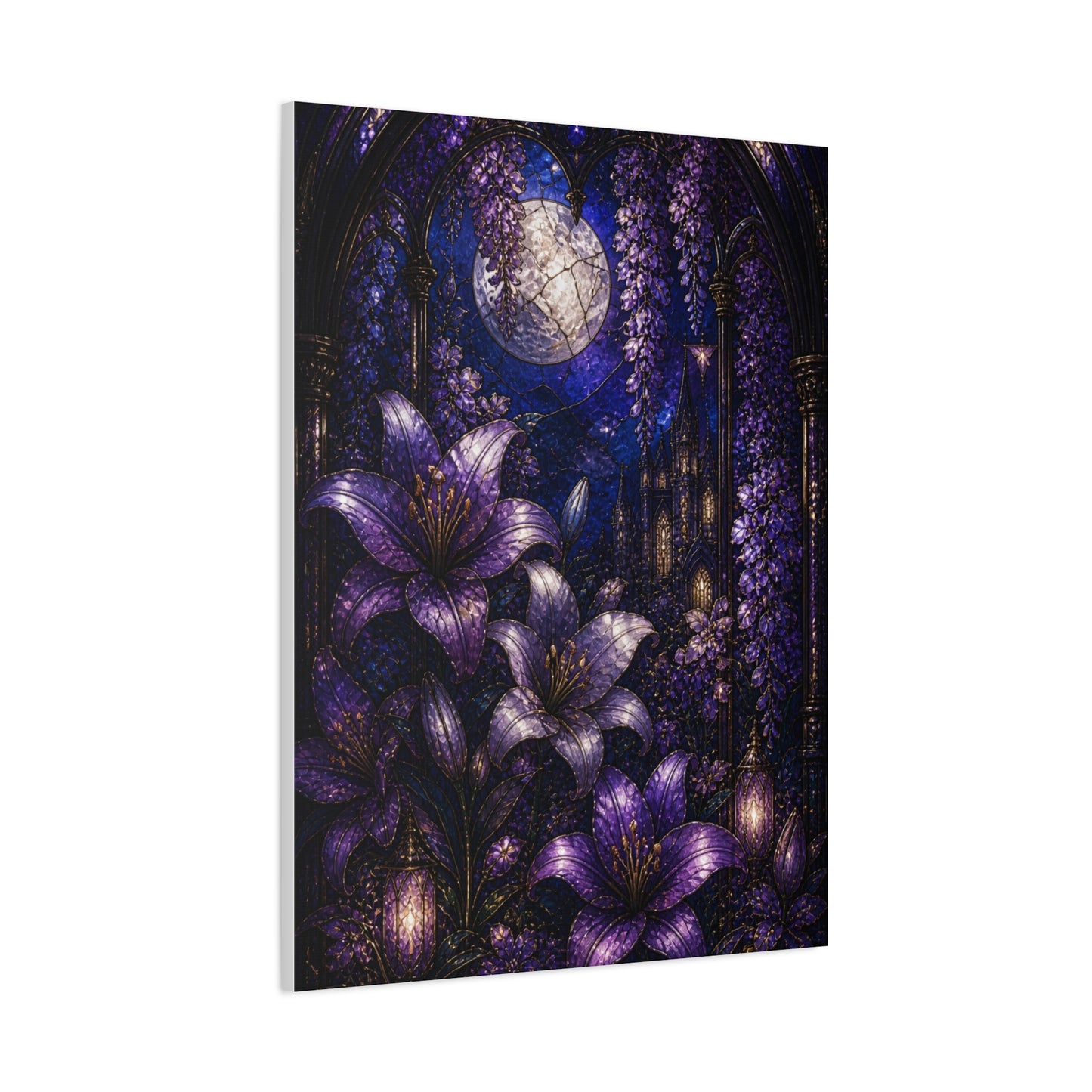 Stained Glass Violet Cathedral Garden Wall Art & Canvas Print
