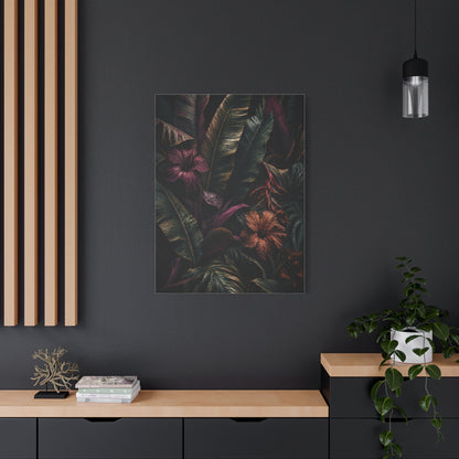 Dark Botanical Hibiscus Jungle Tropical Wall Art & Canvas Print