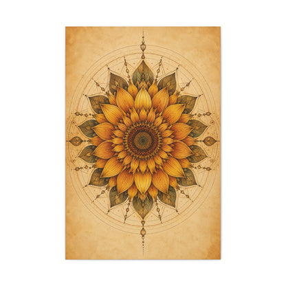 Sacred Sunflower Mandala Wall Art & Canvas Print