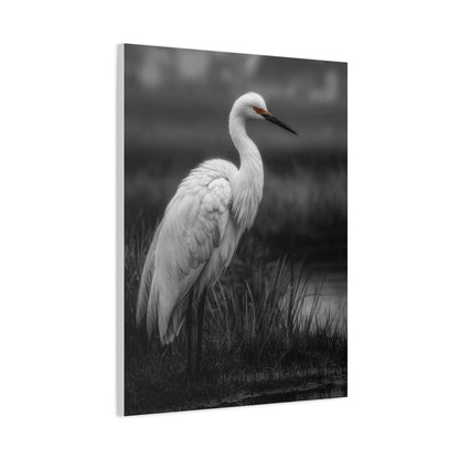 Light Grey Crane Mist Portrait Wall Art & Canvas Print