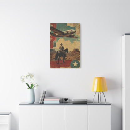 Mid-Century Western Aviation Collage Wall Art & Canvas Print