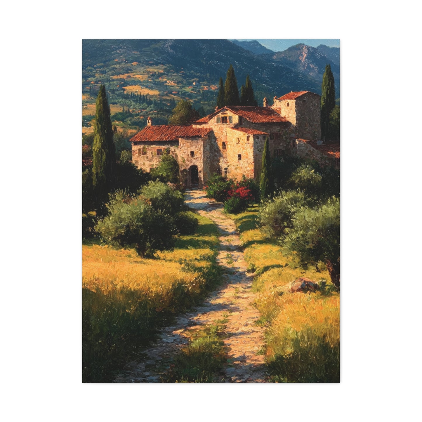 Tuscan Countryside Villa Path Wall Art & Canvas Print