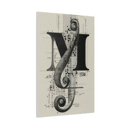 Musical Serif Monogram Illustration Wall Art & Canvas Print
