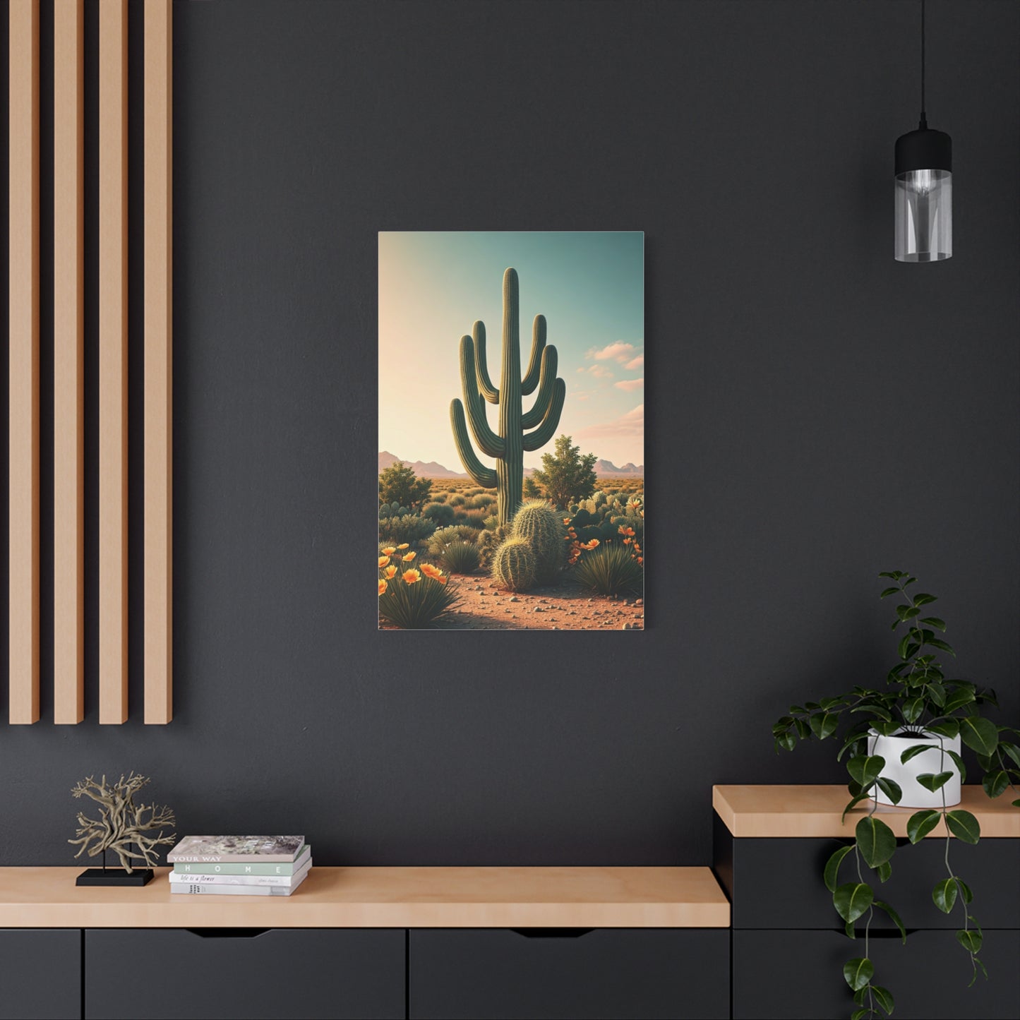 Saguaro and Barrel Cactus Desert Vista Wall Art & Canvas Prints