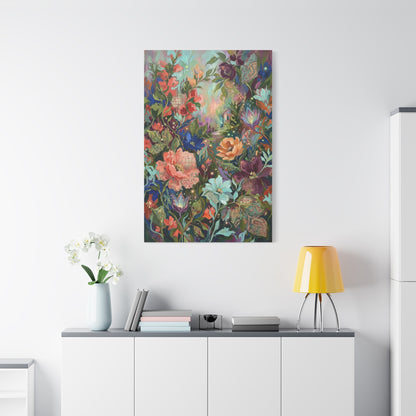 Enchanted Floral Garden & Fireflies Wall Art & Canvas Print