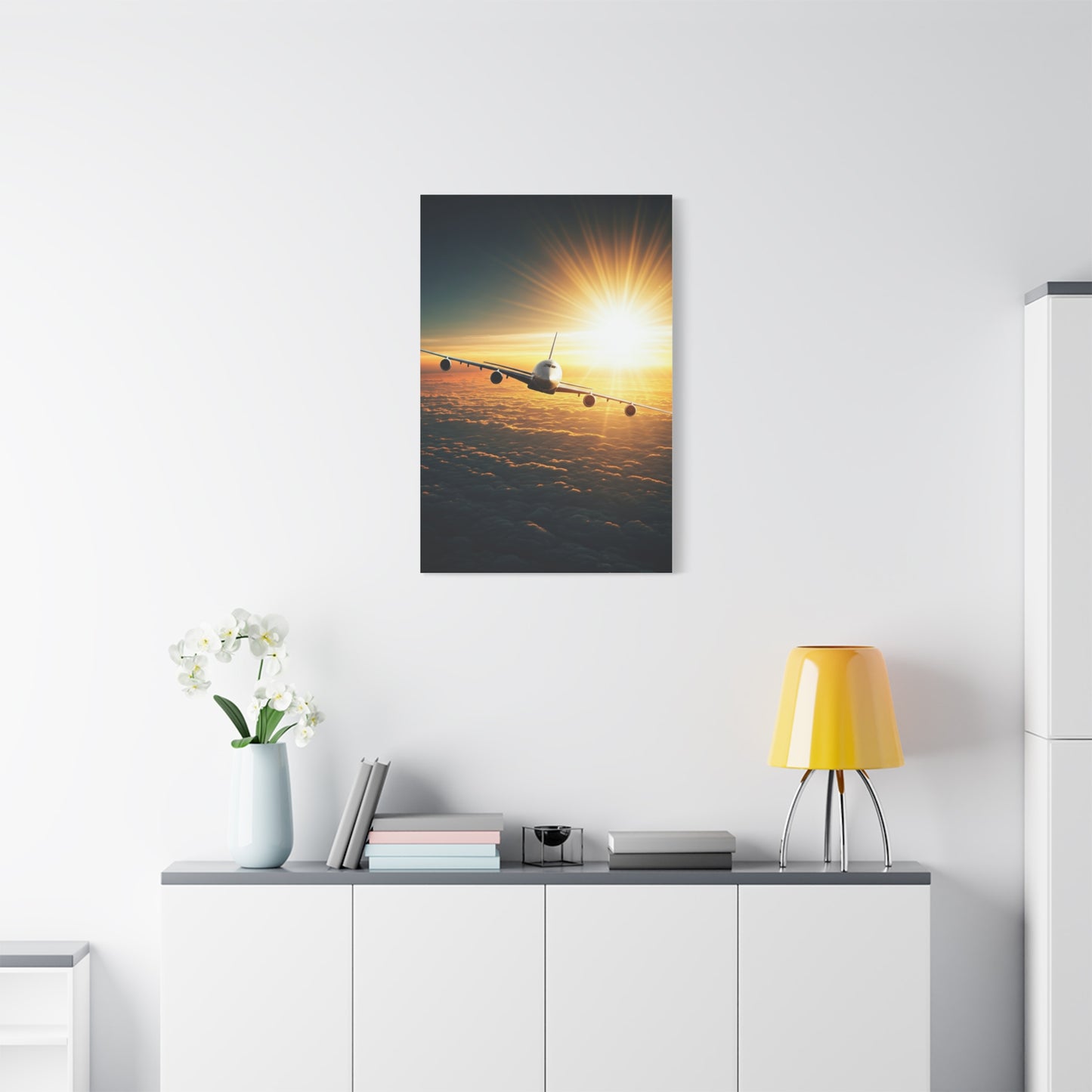 Sunrise Airliner Above the Clouds Wall Art & Canvas Prints