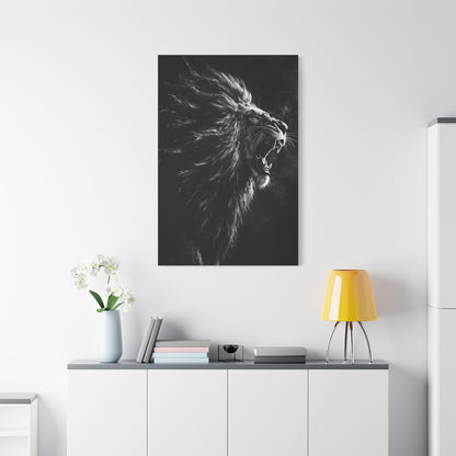 Roaring Lion Monochrome Power Wall Art & Canvas Print