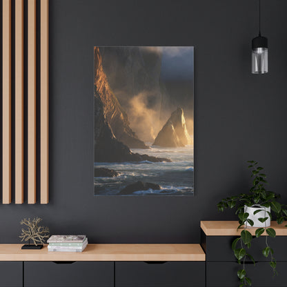Dramatic Golden Light Coastal Cliffs Wall Art & Canvas Print