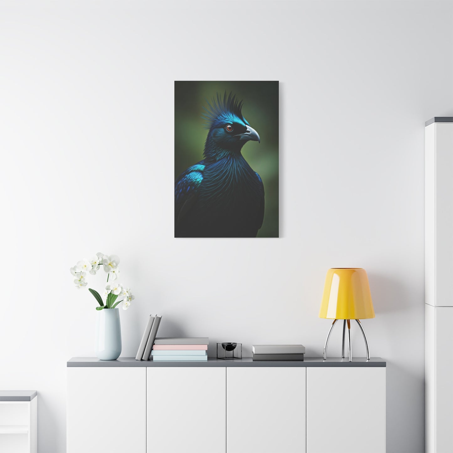 Midnight Crested Starling Portrait Wall Art & Canvas Prints