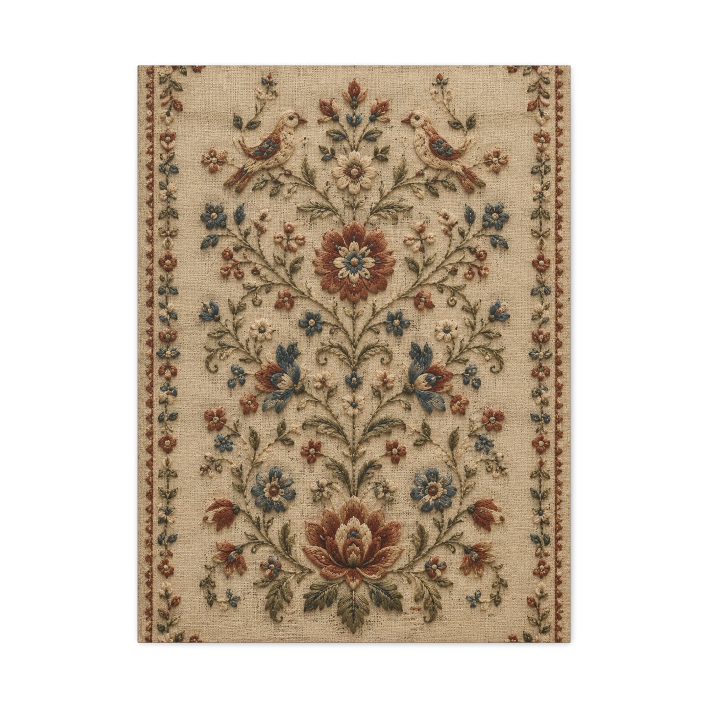 Antique Floral Embroidery Garden Panel Wall Art & Canvas Print