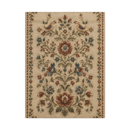 Antique Floral Embroidery Garden Panel Wall Art & Canvas Print