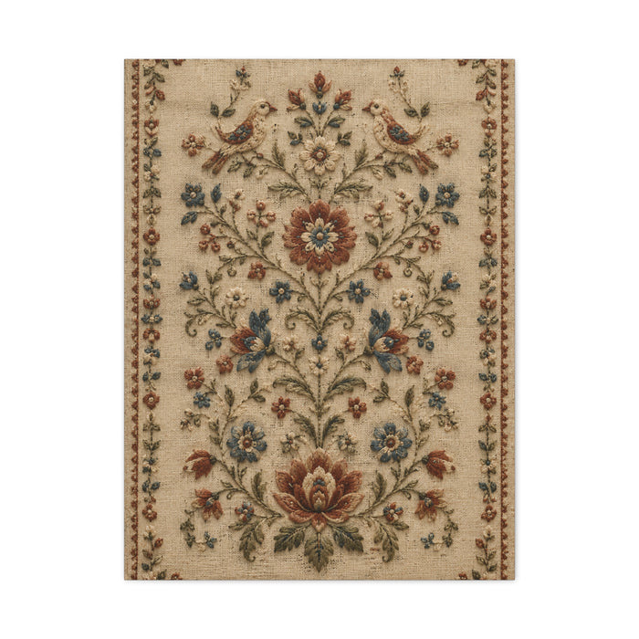 Antique Floral Embroidery Garden Panel Wall Art & Canvas Print