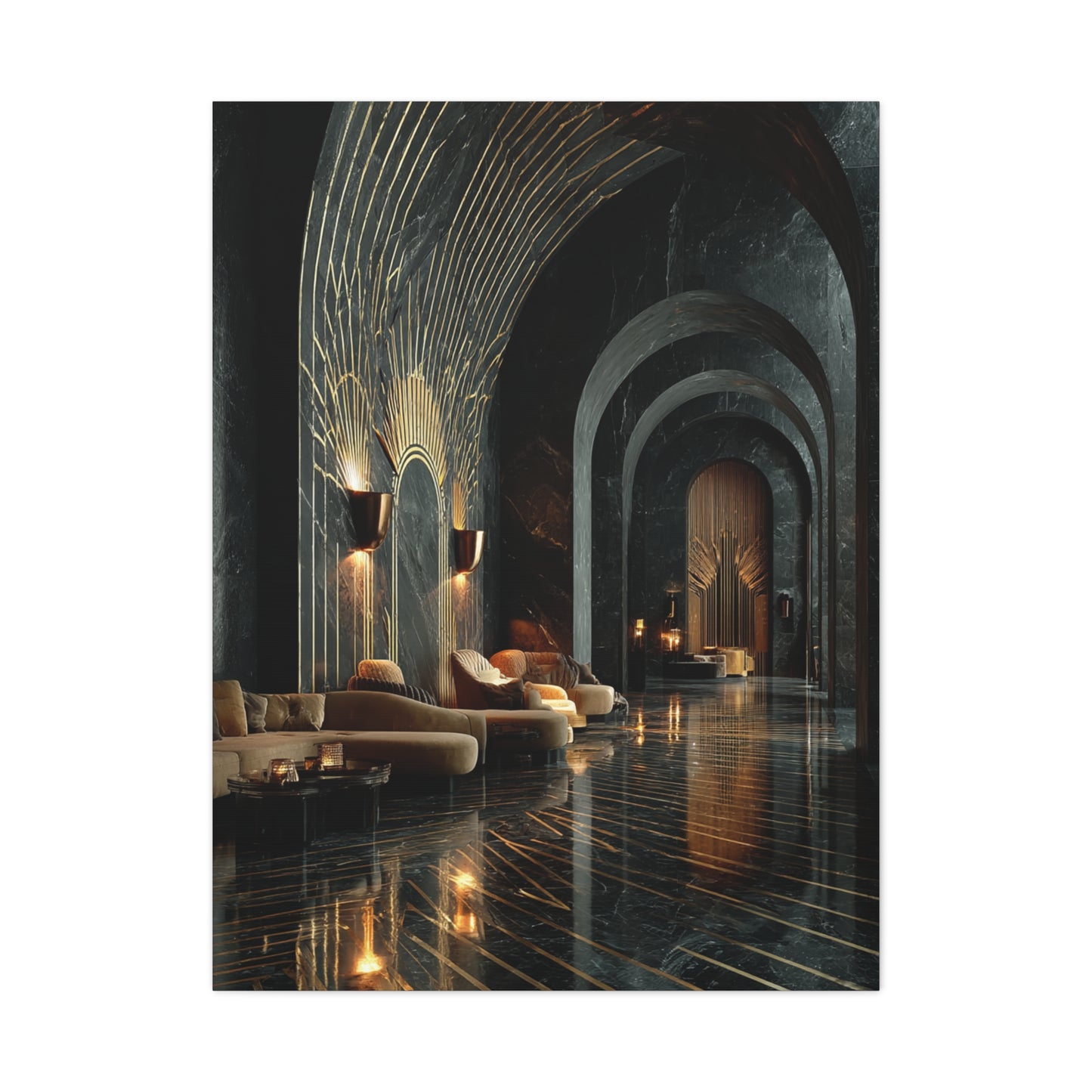 Art Deco Black and Gold Interior Wall Art & Canvas Print