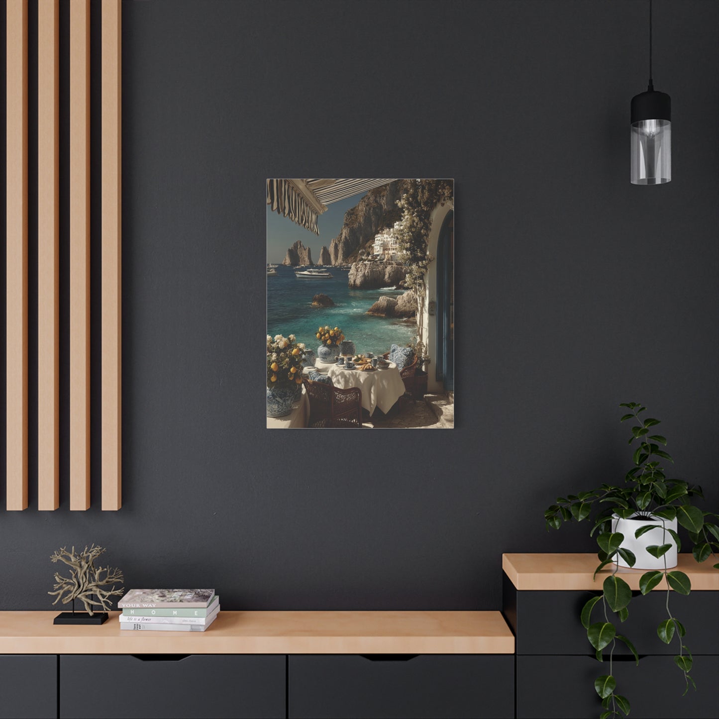 Capri Seaside Breakfast View Wall Art & Canvas Print