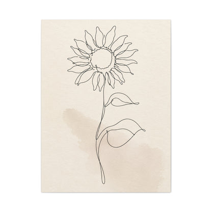 Minimal Line Art Sunflower Wall Art & Canvas Print