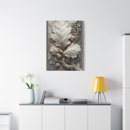 Autumn Oak Leaf Bas-Relief Wall Art & Canvas Print