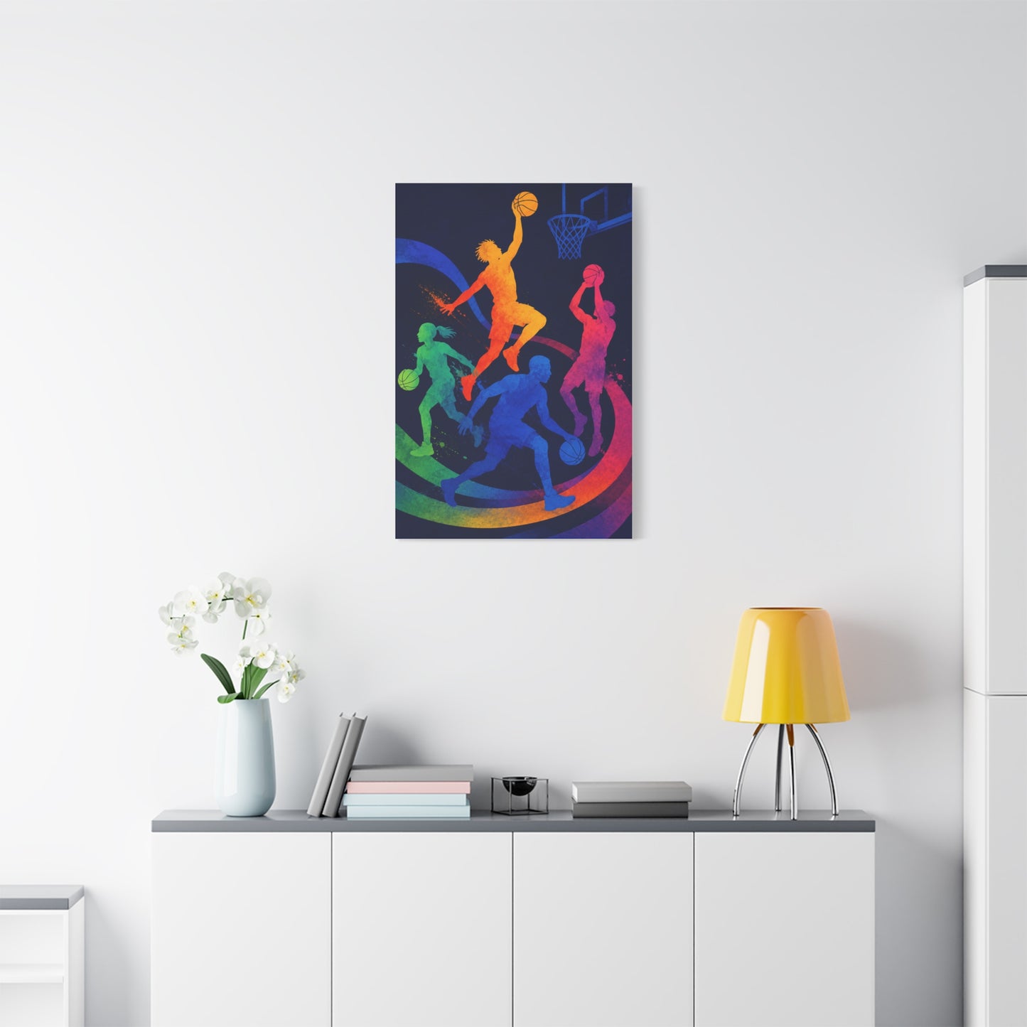 Rainbow Basketball Motion Sports Wall Art & Canvas Print