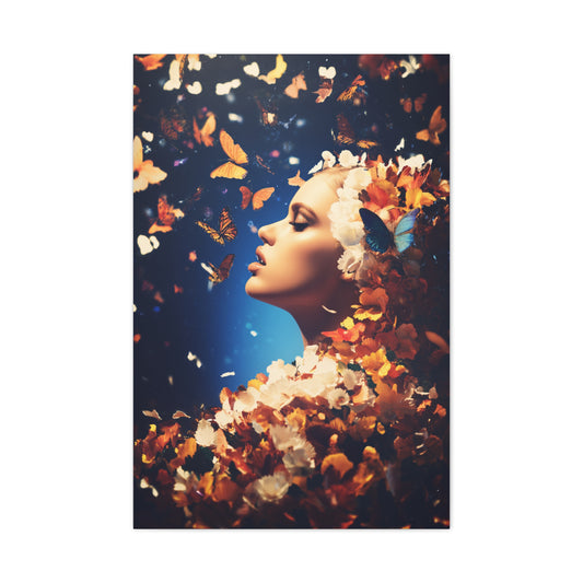 Dreamlike Floral Butterfly Portrait Wall Art & Canvas Print