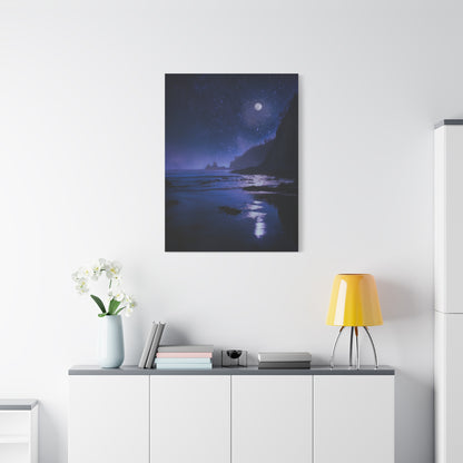 Moonlit Starry Coastline Wall Art & Canvas Print