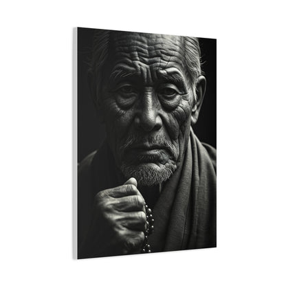 Elder Man with Reflective Expression Wall Art & Canvas Prints