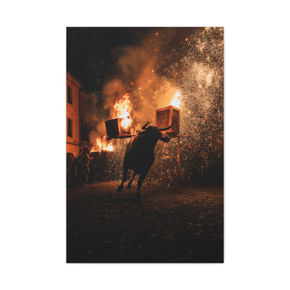 Toro de Júbilo Fire Bull Festival Wall Art & Canvas Print