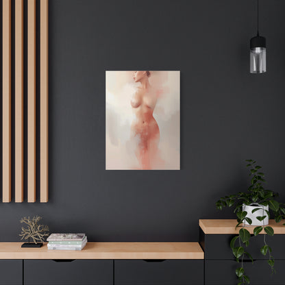 Blush Veil Figure Abstraction Wall Art & Canvas Print