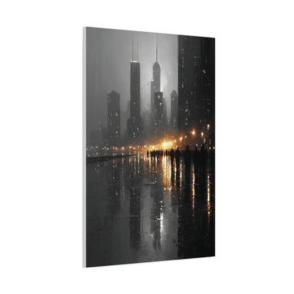 Rainy City Reflection Abstract Wall Art & Canvas Print