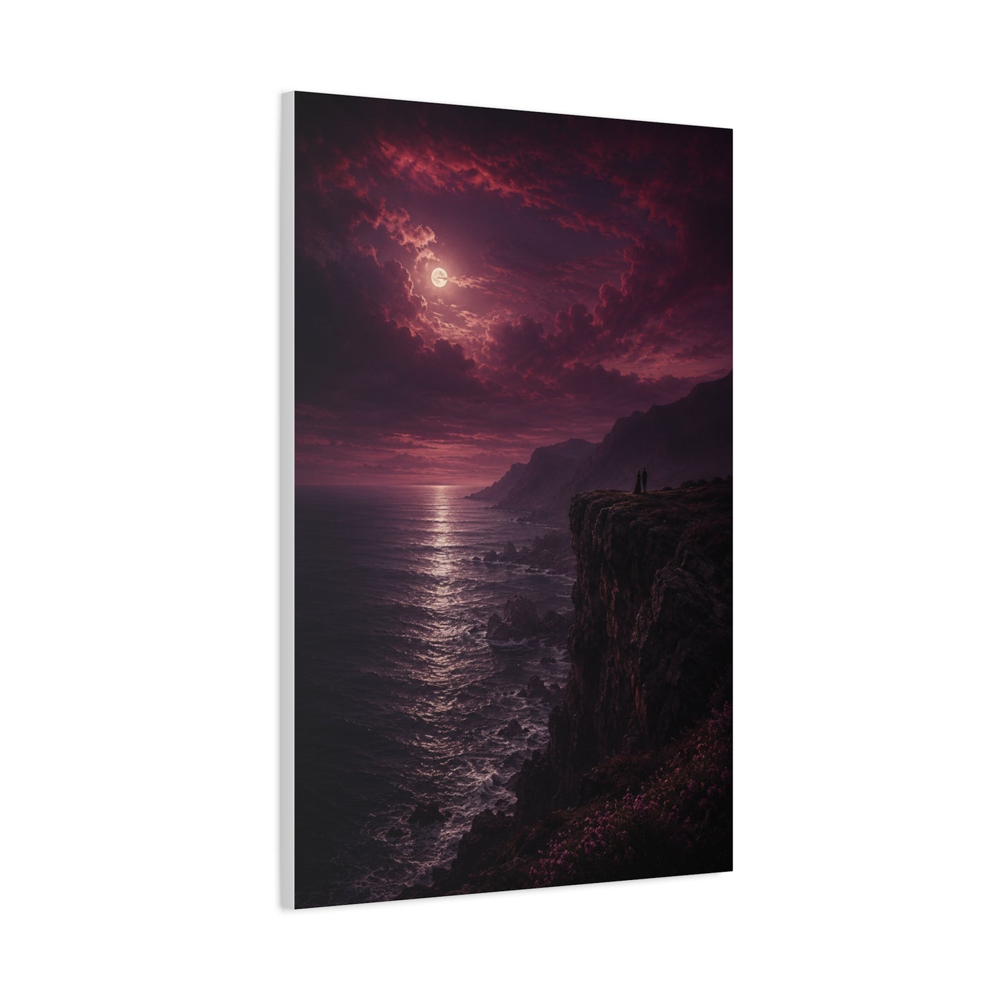 Moonlit Cliffside Love Landscape Wall Art & Canvas Print
