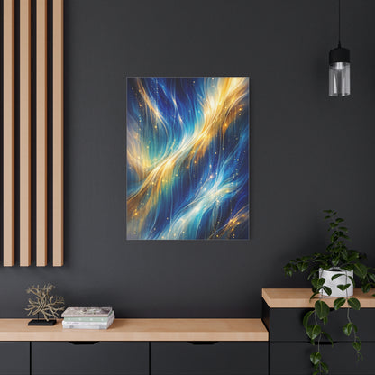 Blue-and-Gold Rain Abstract Wall Art & Canvas Print